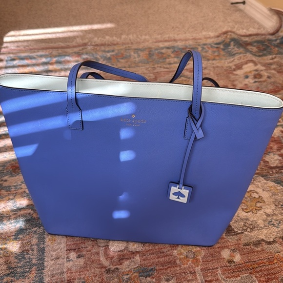 Kate Spade Blue Tote with Leather Finish and Gold Detail - Picture 5 of 5